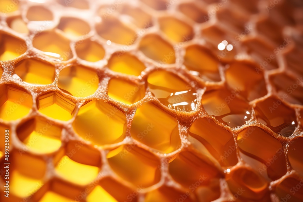 Close-up photo of orange honeycomb. Close-up photo of orange honeycomb.