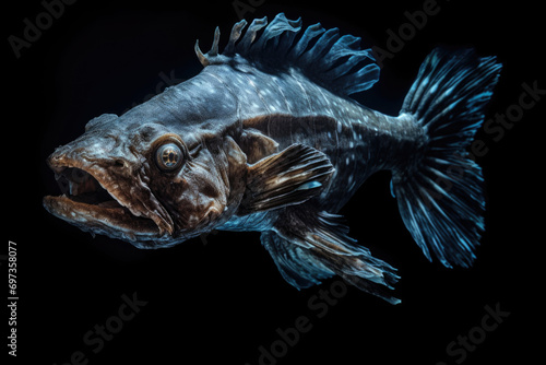 A Coelacanth, a rare and prehistoric fish species, in its deep-sea habitat photo