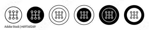 car gearbox Icon. automobile transport vehicle drive gear shift lever switch. automotive car gearbox manual engine speed controller symbol. automatic 5 or 6 speed transmission change auto gearbox set