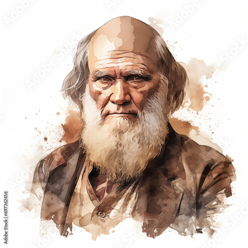 Reconstitution of Charles Darwin’s portrait, ia generated photo