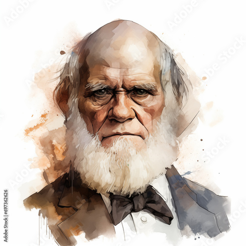Reconstitution of Charles Darwin’s portrait, ia generated