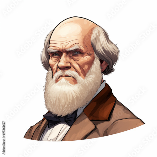 Reconstitution of Charles Darwin’s portrait, ia generated