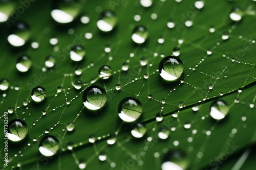 : A close-up shot of raindrops clinging to a delicate spider web, reflecting the world in a minimalist symphony