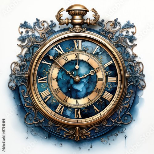 watercolor Ornate Clock clipart  Generative Ai