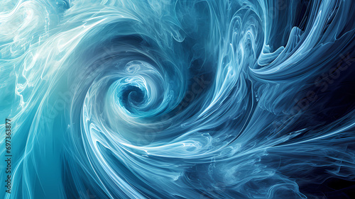 blue typhoon wave digital art on a black background