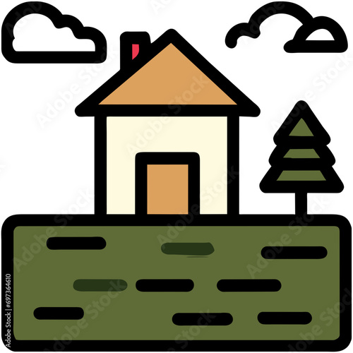 House on a hill. vektor icon illustation