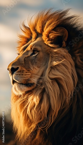 Majestic Lion Portrait at Sunset