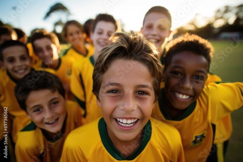 Group portrait of a boys school soccer team
