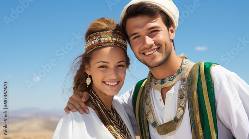 Attractive Happy Young Algerian Couple in Traditional Algerian Attire