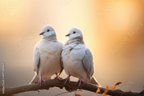 Romantic Dove Couple at Sunset