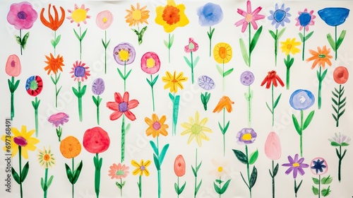 The drawing of flowers was done by children