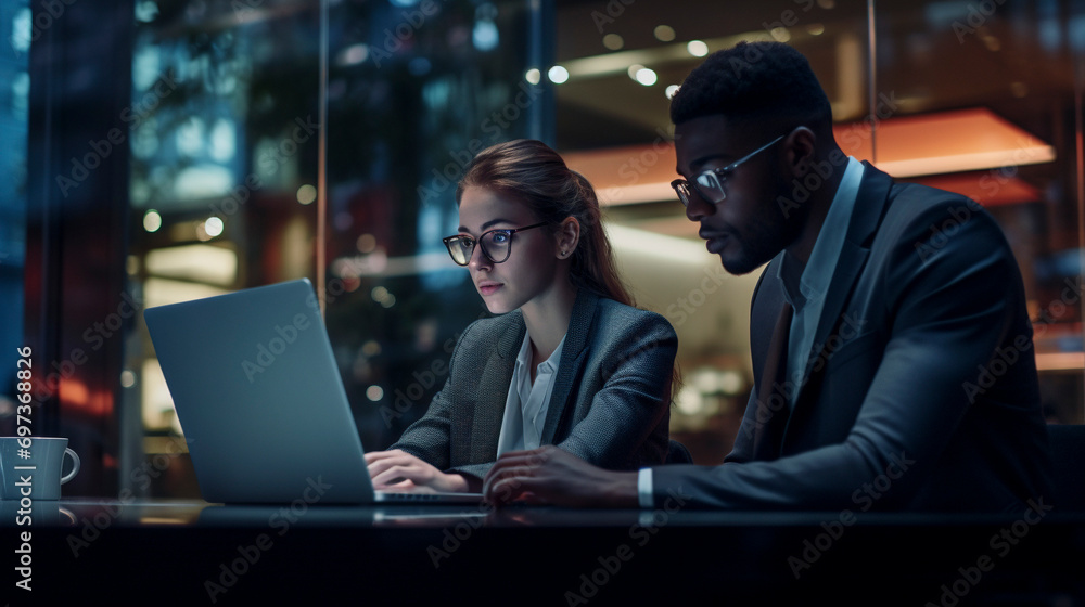 Fototapeta premium Ambitious Aromas: Entrepreneurs Savoring Success at the Cafe, generative ai