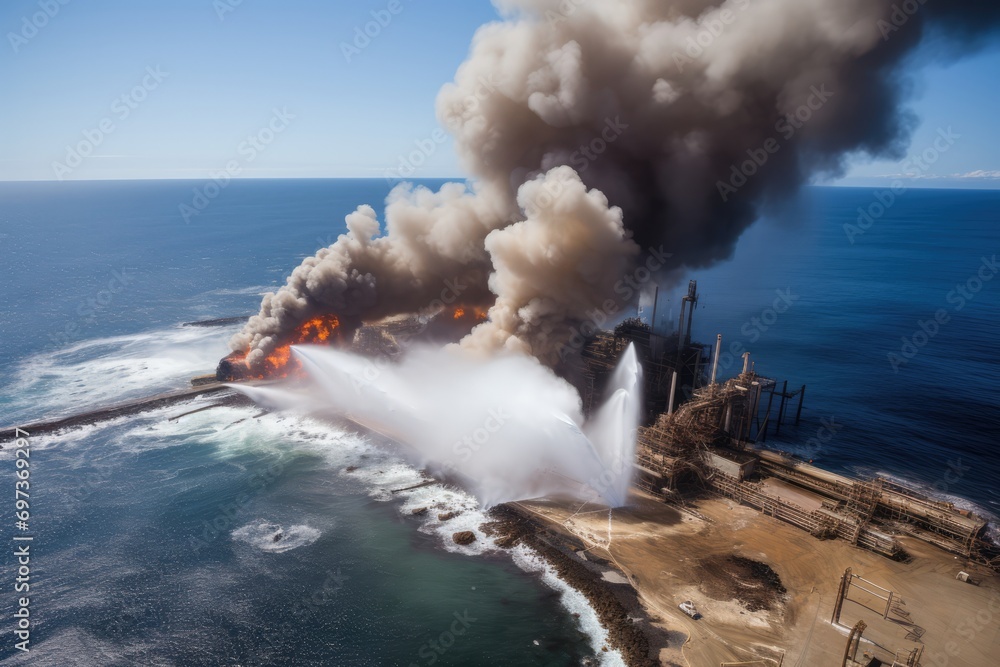 Fototapeta premium Sabotaged Pipeline Causes Underwater Explosions