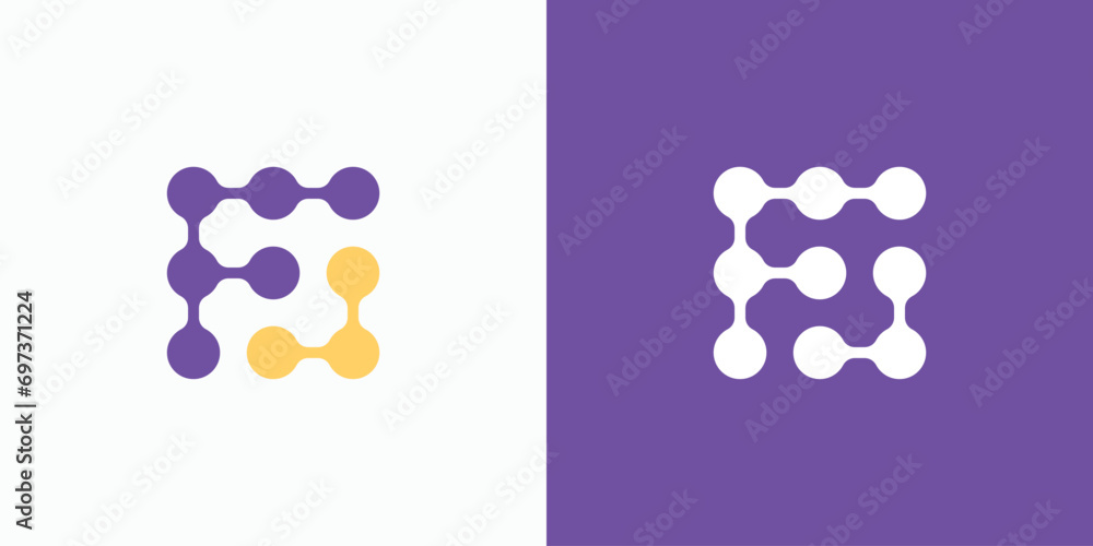 Fototapeta premium Letter F connection line logo design