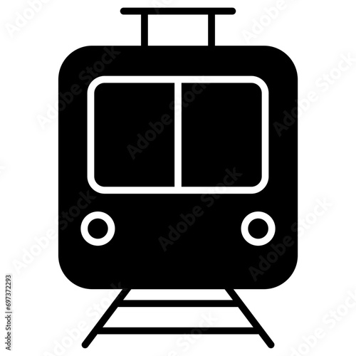 metro train solid glyph icon illustration