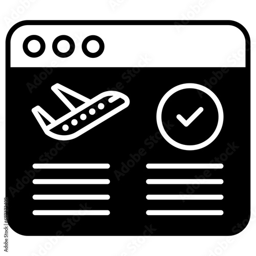 flight details solid glyph icon illustration