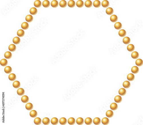金色のパールの六角形のフレームイラスト