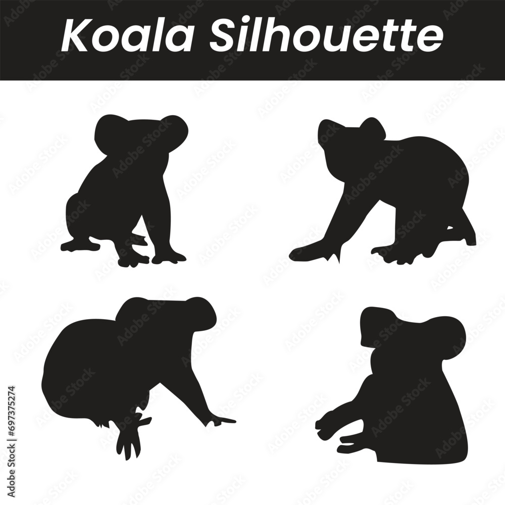 Naklejka premium Elevate your designs with captivating vector silhouettes of koala