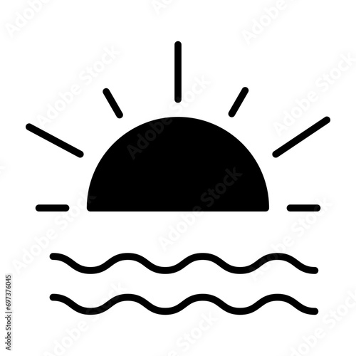 sunrise solid glyph icon illustration
