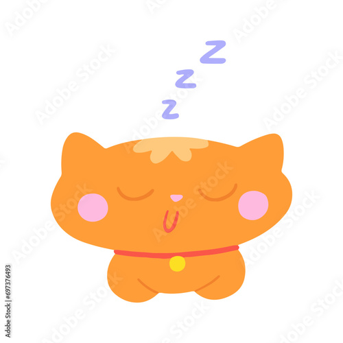 Cute ginger cat sleeping, cartoon character