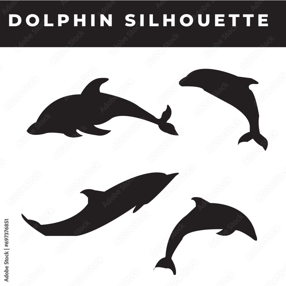 Fototapeta premium Elevate your designs with captivating vector silhouettes of Dolphin