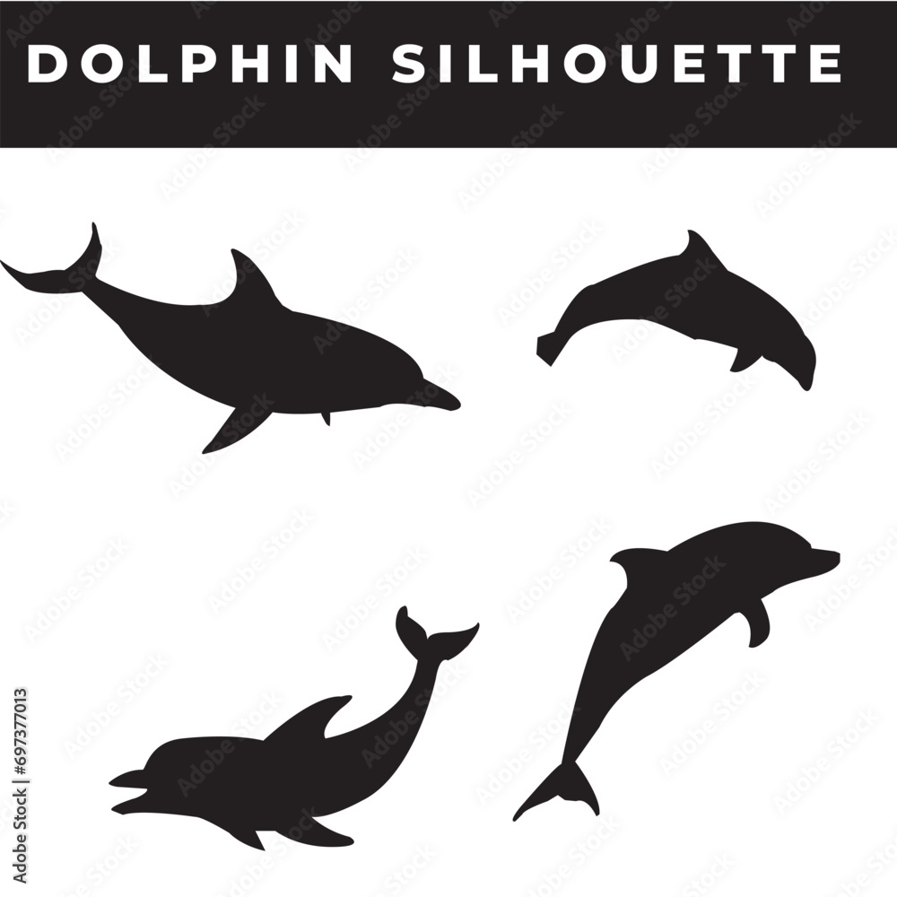 Fototapeta premium Elevate your designs with captivating vector silhouettes of Dolphin