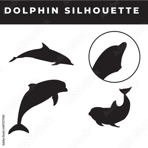 Elevate your designs with captivating vector silhouettes of Dolphin