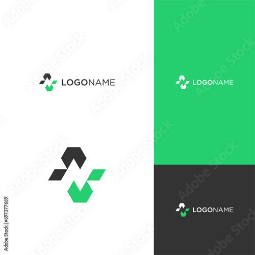 Letter N with negative space logo concept