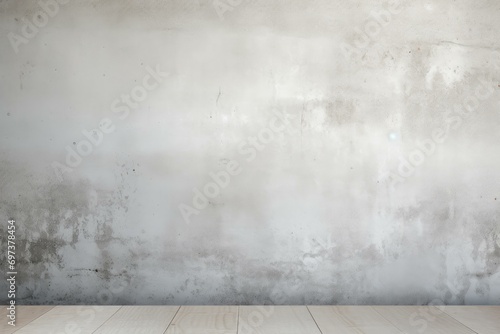 Empty Room with White Distressed Wall and Wooden Floor