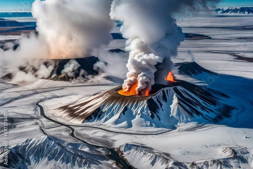 volcano in the snow