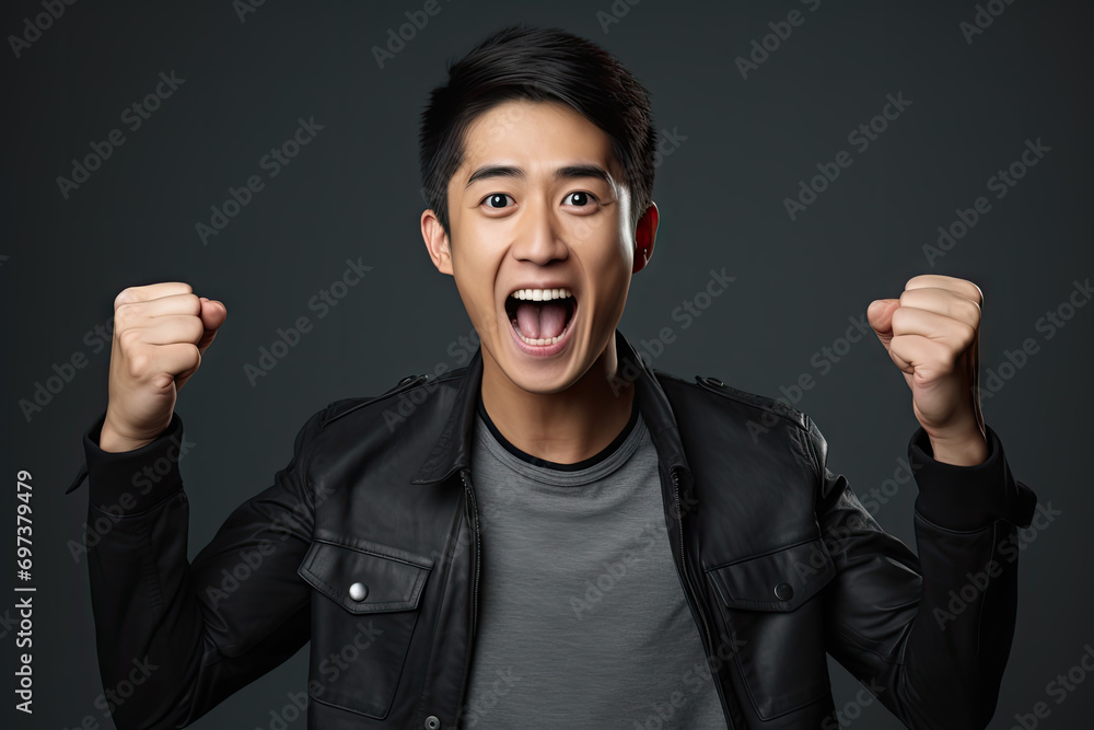 Portrait of a young asian man with jacket Portrait of a young asian man with jacket