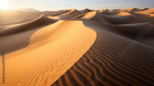 Desert with sand dunes and sand mountains AI Generated