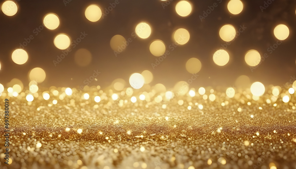 golden particle background with lights. AI