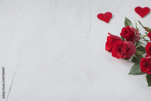 Valentine Day background. Red  pink paper hearts on white background  top view image. Romantic celebration card  flat lay decoration isolated on white. Greeting card concept.