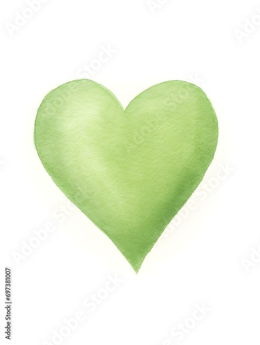 Chalk Drawing of a Heart in light green Colors. White Background with Copy Space