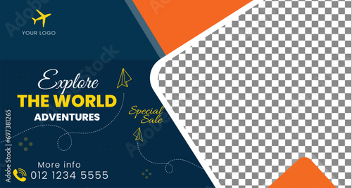 Travel web banner for social media post and tourism advertising banner design