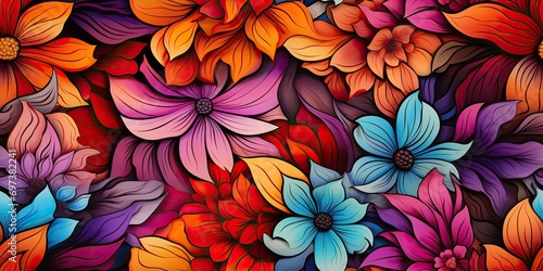Flowers bloom botanical organic elegant foliage plants texture drawing painting background art