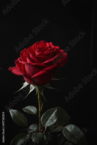 Beautiful red rose on black background.