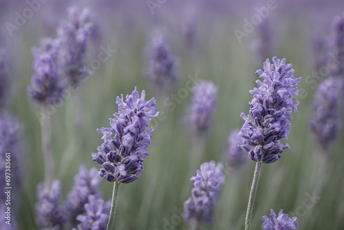 Violet lavender field. Lavanda purple flowers beautiful sunshine blooming in a garden  Latvia