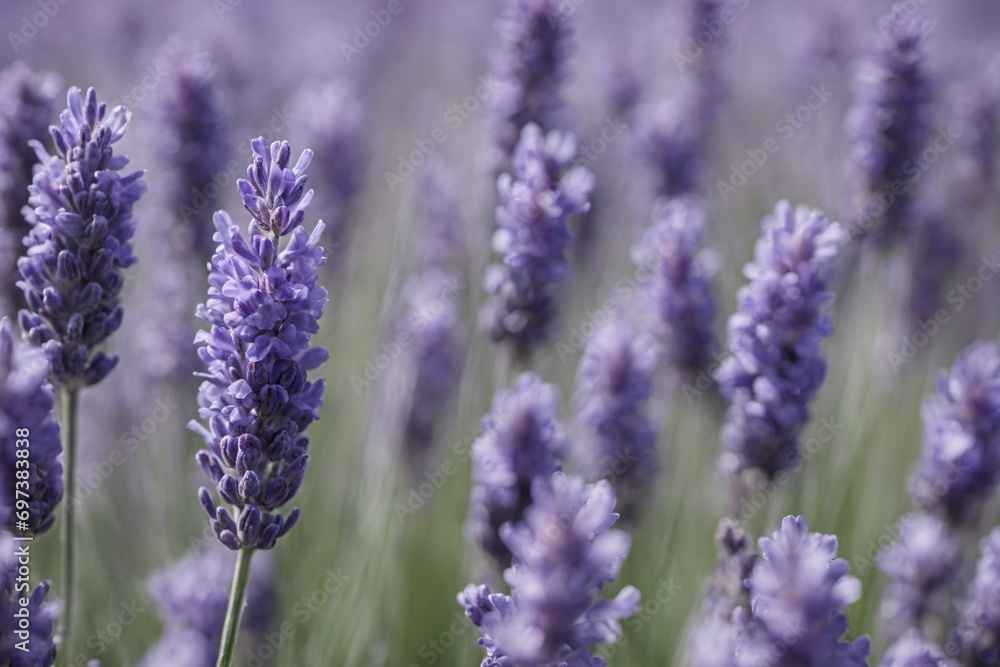 Violet lavender field. Lavanda purple flowers beautiful sunshine blooming in a garden, Latvia Violet lavender field. Lavanda purple flowers beautiful sunshine blooming in a garden, Latvia