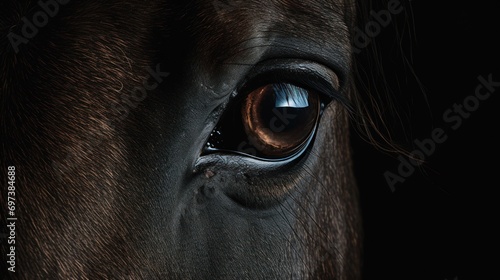  a close up of a horse's eye with a horse's eyeball in the center of the horse's eye. photo
