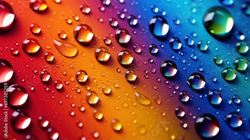  a close up of a rainbow colored background with water droplets on the bottom of the image and the colors of the rainbow in the background.