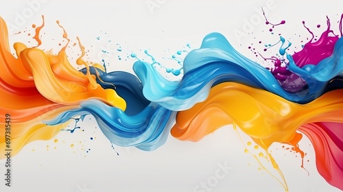 Paint splashes that are abstract and have colored swirls