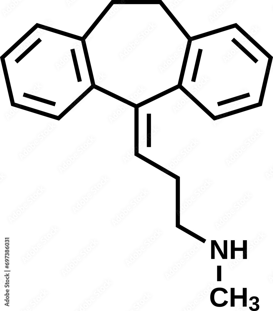Nortriptyline structural formula, vector illustration Nortriptyline structural formula, vector illustration