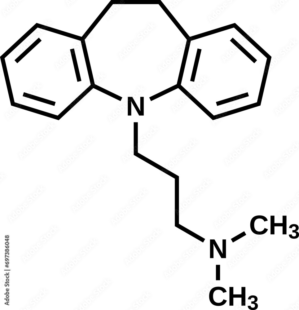 Imipramine structural formula, vector illustration Imipramine structural formula, vector illustration