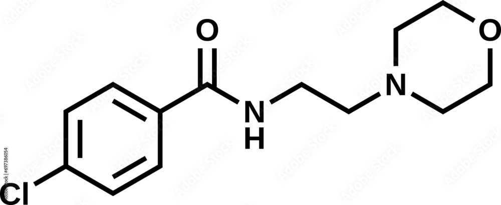 Moclobemide structural formula, vector illustration Moclobemide structural formula, vector illustration