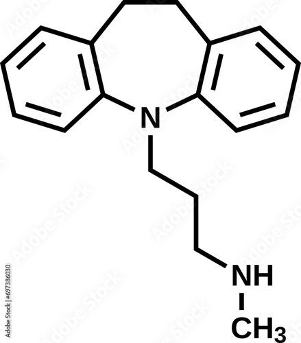 Desipramine structural formula, vector illustration