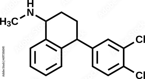 Sertraline structural formula, vector illustration
