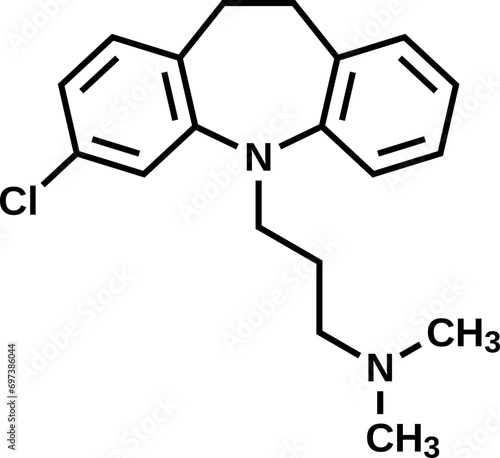 Clomipramine structural formula, vector illustration 