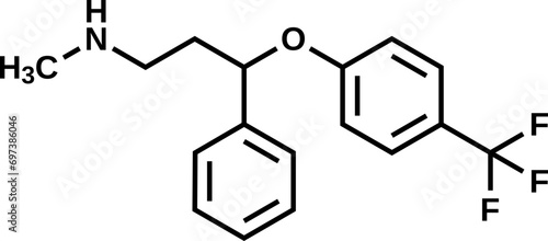 Fluoxetine structural formula, vector illustration